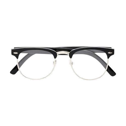 Round semi rimless black frames