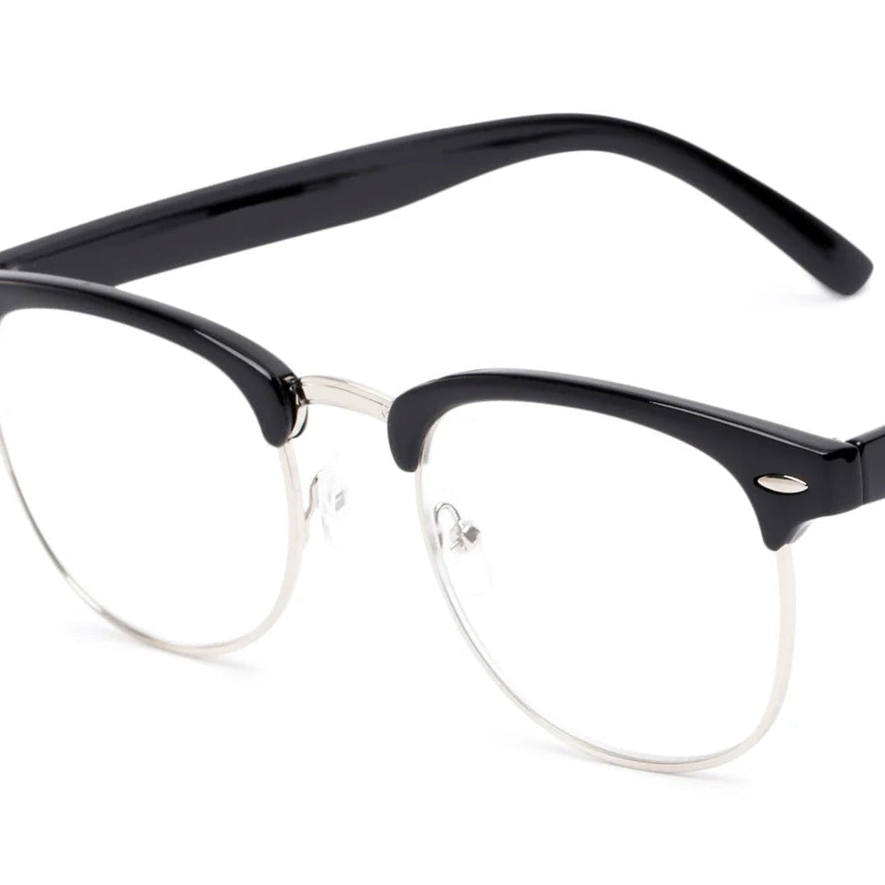 Round semi rimless black frames
