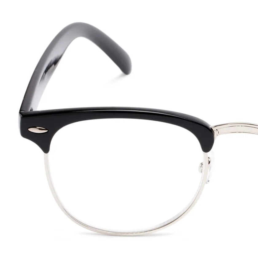 Round semi rimless black frames